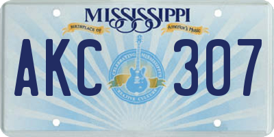 MS license plate AKC307