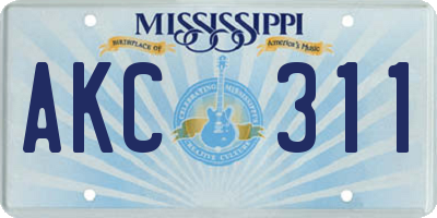 MS license plate AKC311