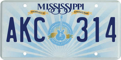 MS license plate AKC314