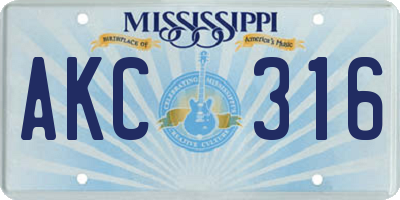 MS license plate AKC316