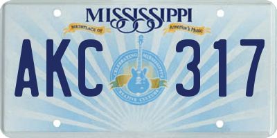MS license plate AKC317