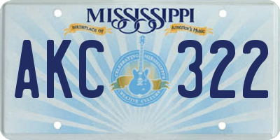 MS license plate AKC322