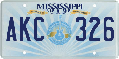MS license plate AKC326
