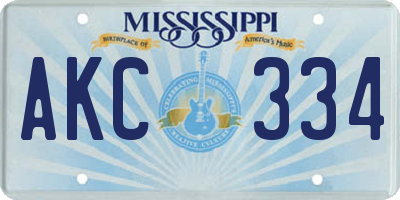 MS license plate AKC334