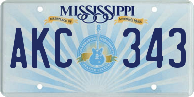 MS license plate AKC343
