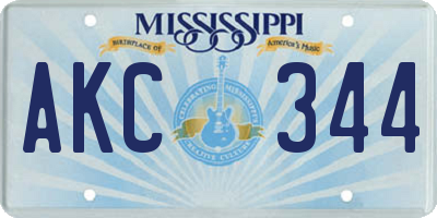 MS license plate AKC344