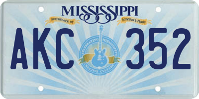 MS license plate AKC352
