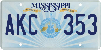 MS license plate AKC353
