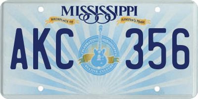 MS license plate AKC356
