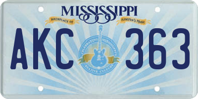 MS license plate AKC363