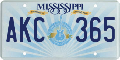 MS license plate AKC365