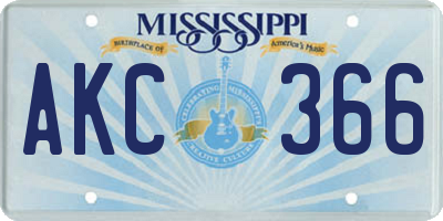 MS license plate AKC366