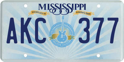 MS license plate AKC377
