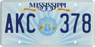 MS license plate AKC378