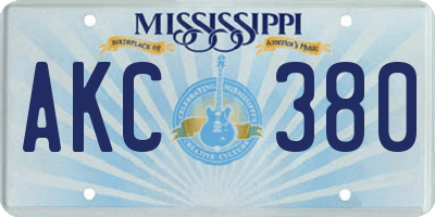 MS license plate AKC380