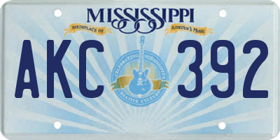 MS license plate AKC392