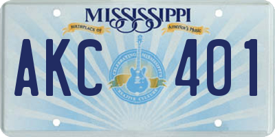 MS license plate AKC401