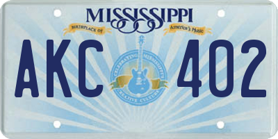MS license plate AKC402