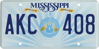 MS license plate AKC408