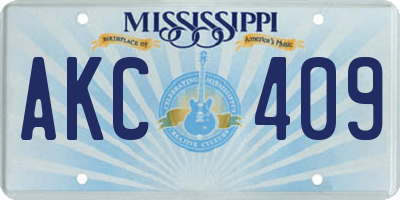 MS license plate AKC409