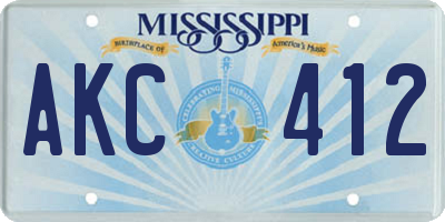 MS license plate AKC412