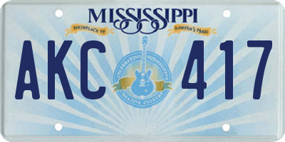 MS license plate AKC417