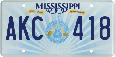 MS license plate AKC418
