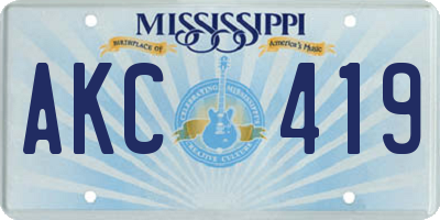 MS license plate AKC419