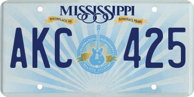 MS license plate AKC425