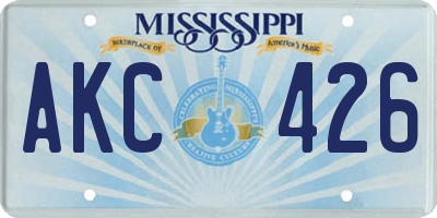 MS license plate AKC426