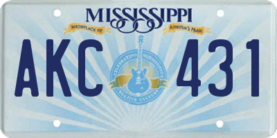 MS license plate AKC431