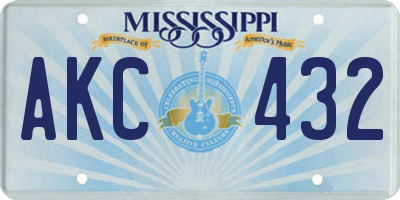 MS license plate AKC432