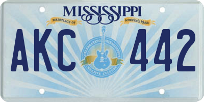 MS license plate AKC442