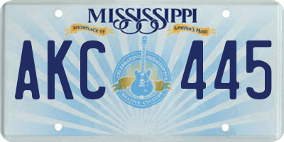 MS license plate AKC445
