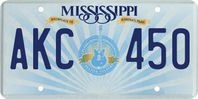 MS license plate AKC450