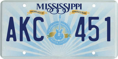 MS license plate AKC451