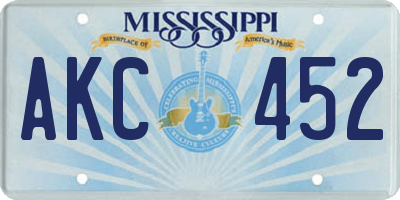MS license plate AKC452