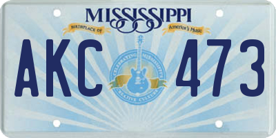 MS license plate AKC473