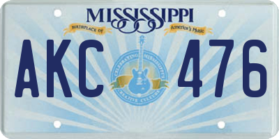 MS license plate AKC476