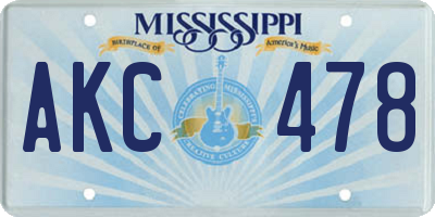 MS license plate AKC478
