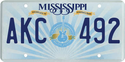 MS license plate AKC492