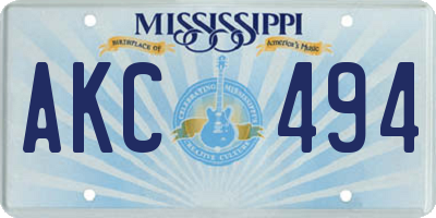 MS license plate AKC494