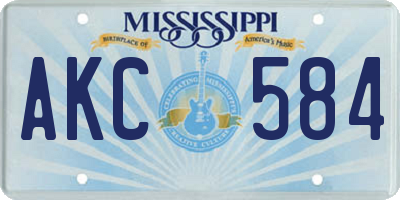 MS license plate AKC584