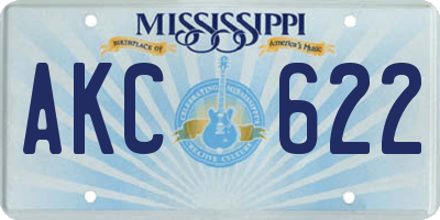MS license plate AKC622