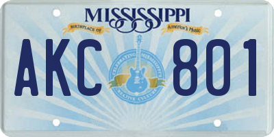 MS license plate AKC801