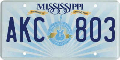 MS license plate AKC803