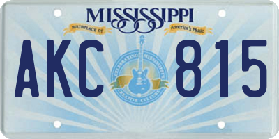 MS license plate AKC815