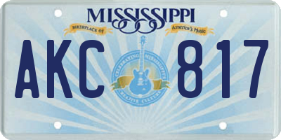 MS license plate AKC817
