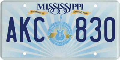 MS license plate AKC830