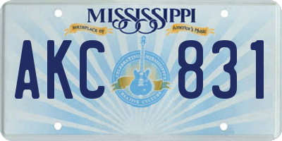 MS license plate AKC831